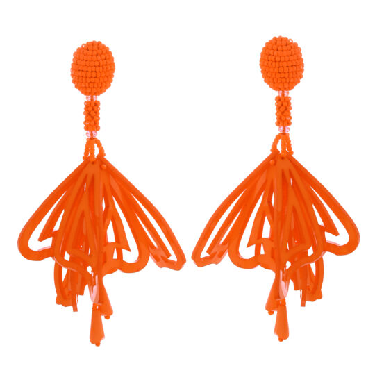 Handcrafted Cut-Work Earrings Orange