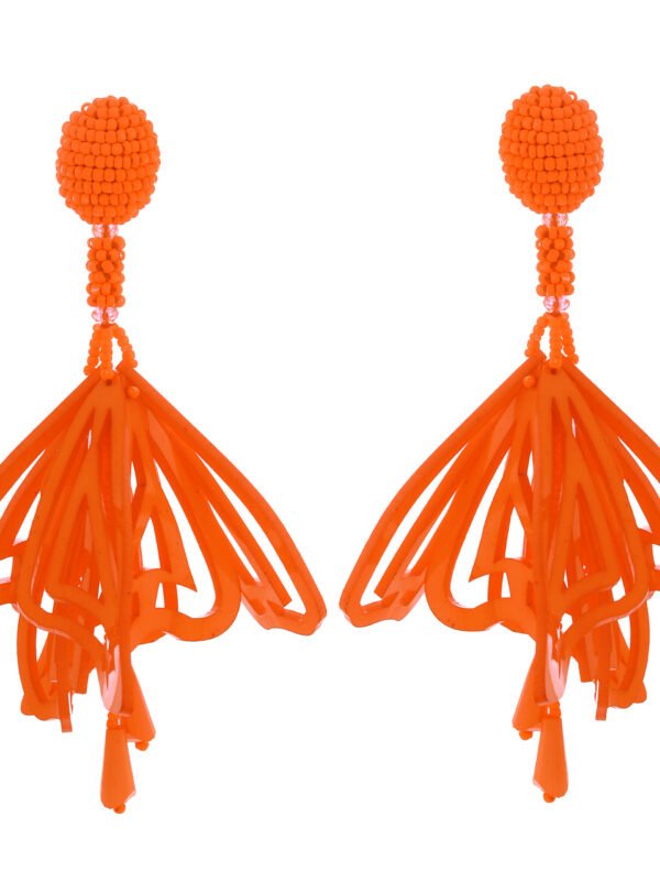 Handcrafted Cut-Work Earrings Orange