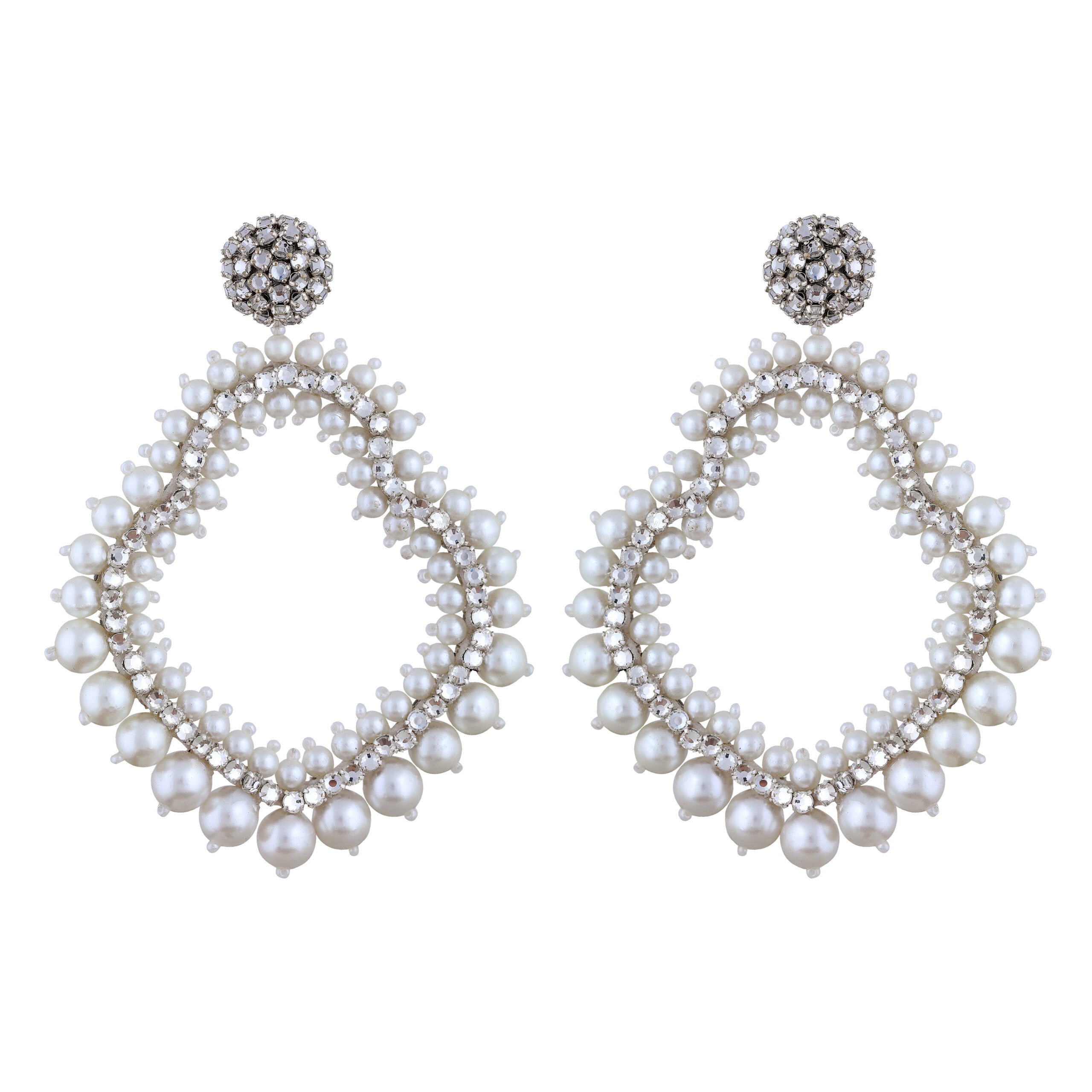 Pearl & Crystal Frame Earrings