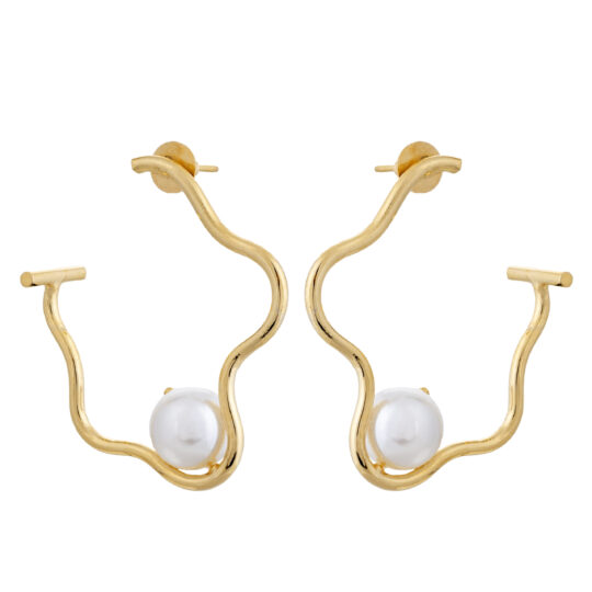 Pearl and Gold Hoop Earrings