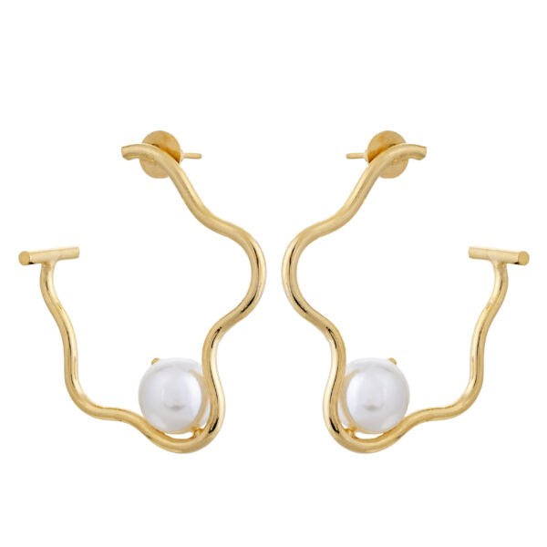 Pearl and Gold Hoop Earrings