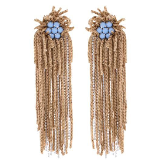 Turquoise & Crysal Fringe Earrings