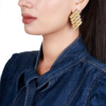 Brick Gold Stud Earrings