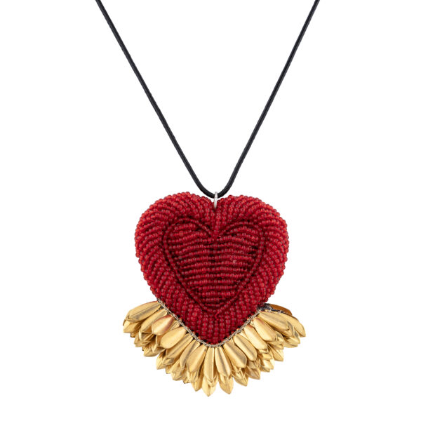 Beaded Heart Cord Necklace